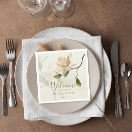 Elegante Oriental White Magnolia Wedding Serviette