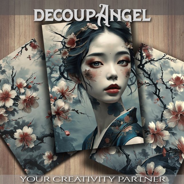 Elegante orientalische Frau unter Blume - Enttäusc Geschenkpapier Set (Von Creator hochgeladen)