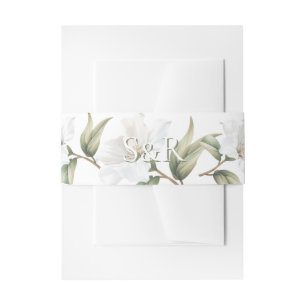 Elegante orientalische weiße Magnolien-Hochzeit Einladungsbanderole