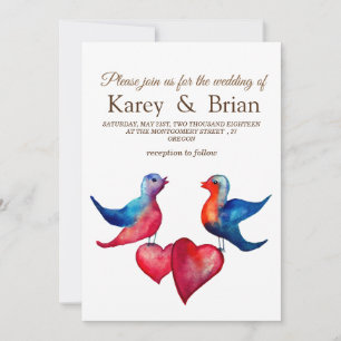 Elegante , Original Love birds Wedding Card Einladung