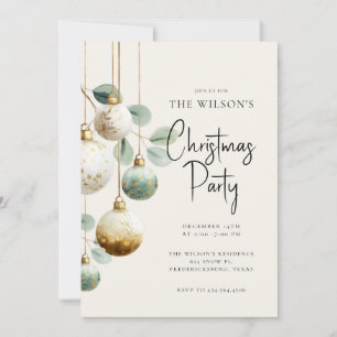 Elegante Ornament Grün Gold Feiertags-Einladung Einladung