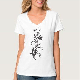 Elegante ornamentale Blumen-Blumenkunst T-Shirt
