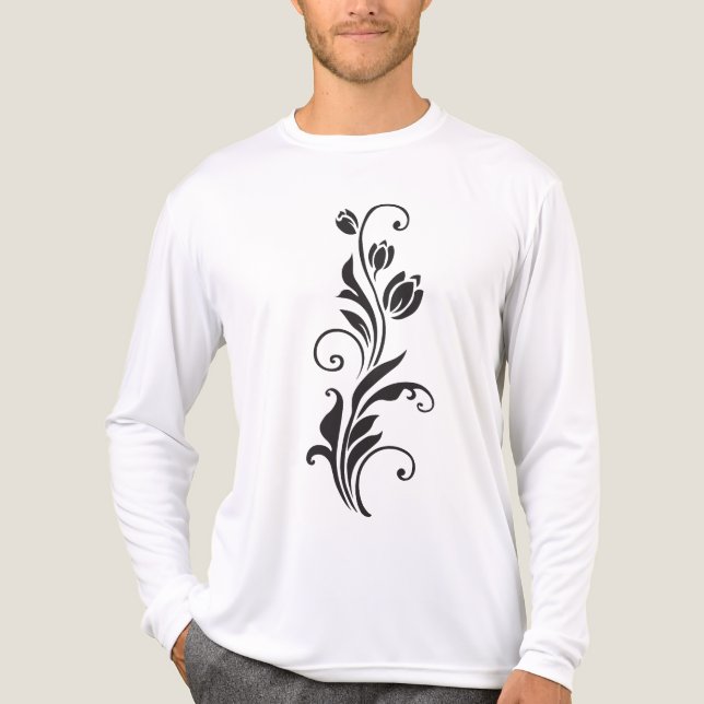 Elegante ornamentale Blumen-Blumenkunst Tri-Blend Shirt (Vorderseite)