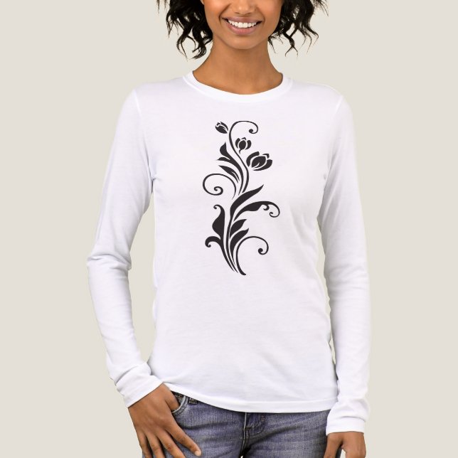 Elegante ornamentale Blumen-Blumenkunst Tri-Blend Shirt (Vorderseite)