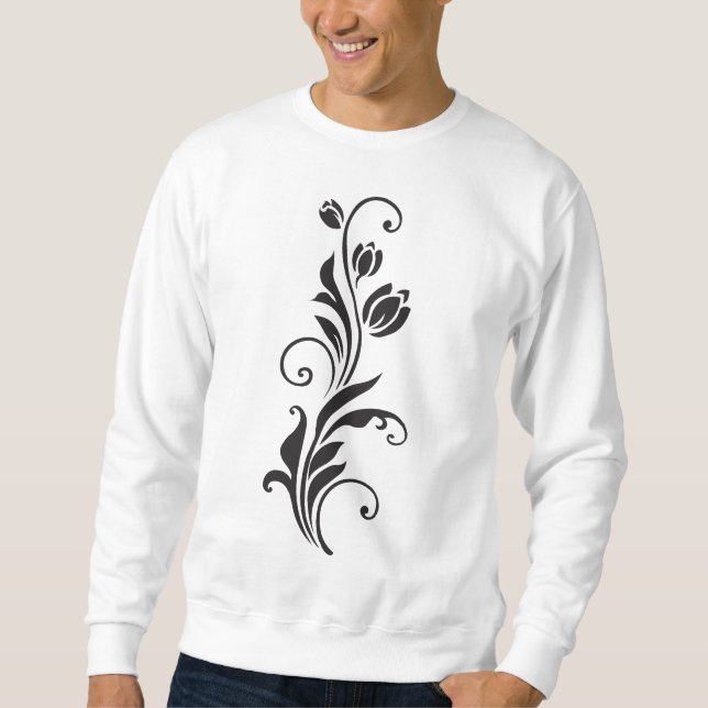 Elegante ornamentale Blumen-Kunst Sweatshirt (Vorderseite)