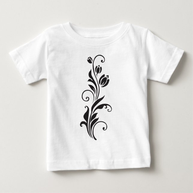 Elegante ornamentale Blumenkunst Baby T-shirt (Vorderseite)