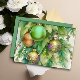 Elegante Ornamente Peach Mint Lavender Folien Feiertagskarte