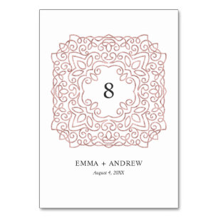Elegante Ornate Roségold Glitter Tischnummer