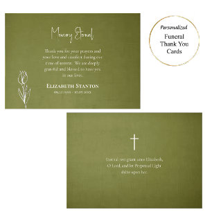 Elegante orthodoxe christliche Beerdigung in Olive Dankeskarte
