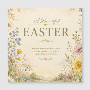 Elegante Ostergrüße mit Wildblumen, Florales Desig Magnetkarte