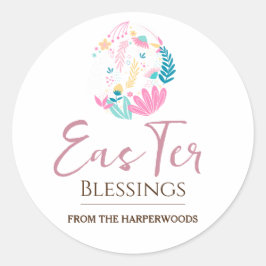 Elegante Ostersegmente Ostereier Familie Runder Aufkleber