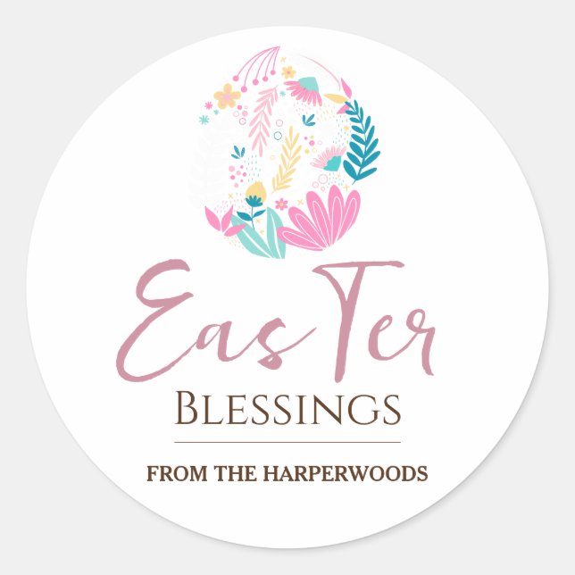 Elegante Ostersegmente Ostereier Familie Runder Aufkleber (Vorderseite)