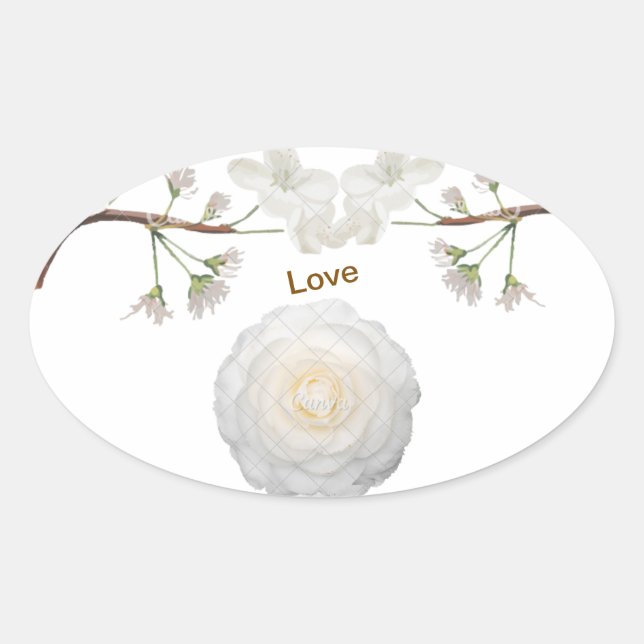 Elegante Oval-Hochzeitsticker für Flora und Fauna  Ovaler Aufkleber (Vorderseite)