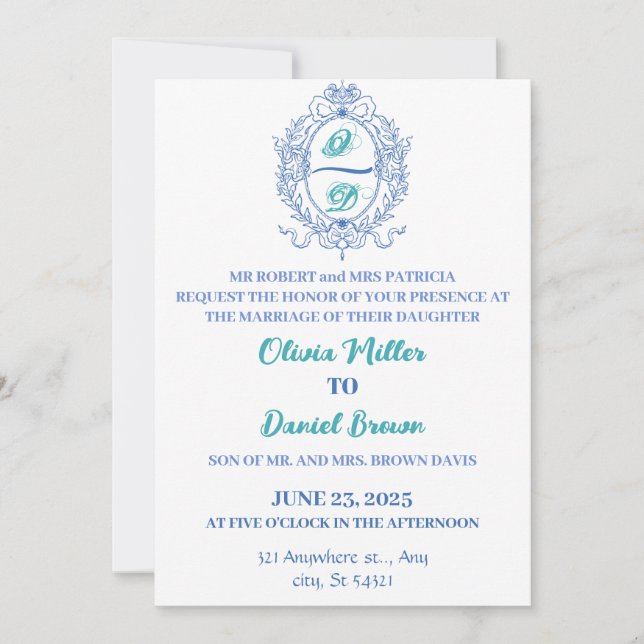 Elegante Oval Rahmen Ribbons Bows Wedding Einladung (Vorderseite)