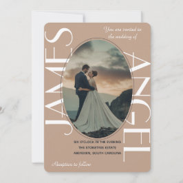 Elegante Oval Shape Bride & Groom Custom Wedding Einladung