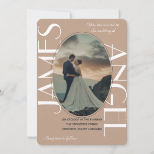 Elegante Oval Shape Bride & Groom Custom Wedding Einladung