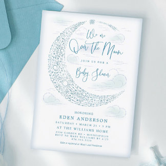 Elegante "Over the Moon" Babyparty-Einladung Einladung