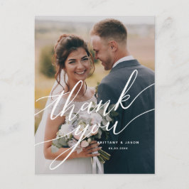 Elegante Overlay Script Wedding Danke Foto Postkarte