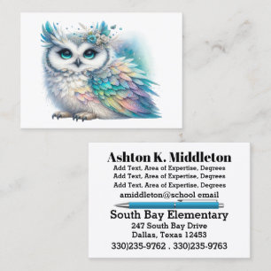 Elegante Owl Theme Business Card Visitenkarte
