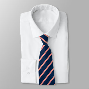Elegante Oxford Blue und Salmon Diagonal Streifen Krawatte