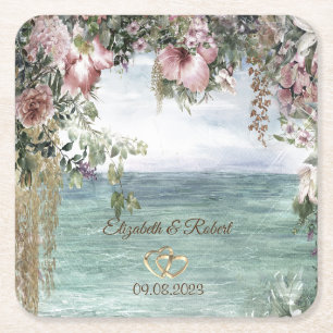 Elegante Ozean-Blumen Rechteckiger Pappuntersetzer