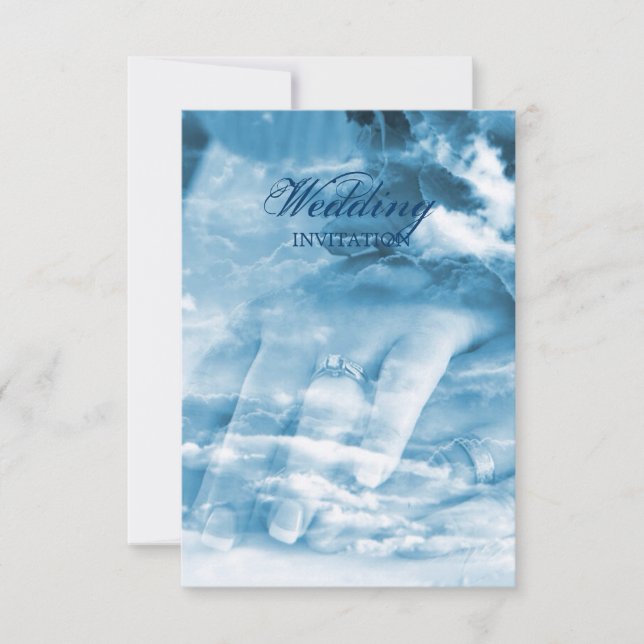 elegante Paar Hand Vintage Hochzeit Einladung (Vorderseite)