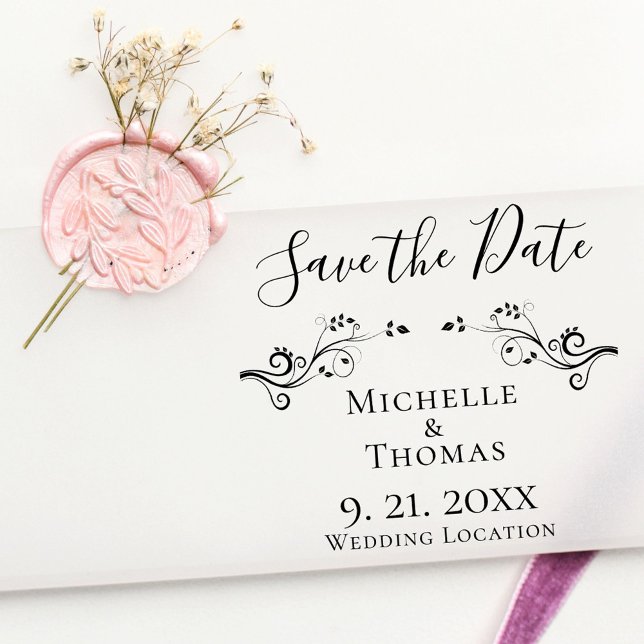 Elegante Paare Hochzeitband Save the Date Gummistempel (Von Creator hochgeladen)