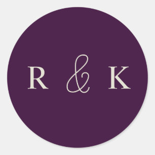 Elegante Paare mit Monogramm Runder Aufkleber
