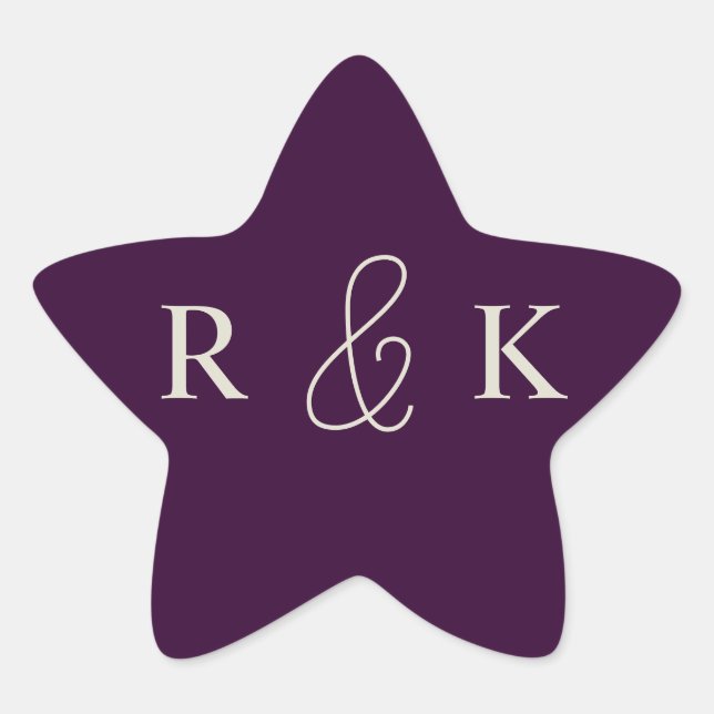 Elegante Paare mit Monogramm Stern-Aufkleber (Vorderseite)