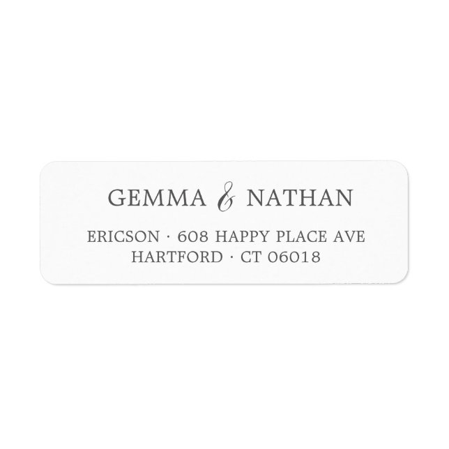 Elegante Paare Name Gray Wedding Rücksendeadresse (Vorne)