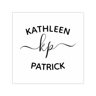 Elegante Paare Name Initials Wedding Permastempel