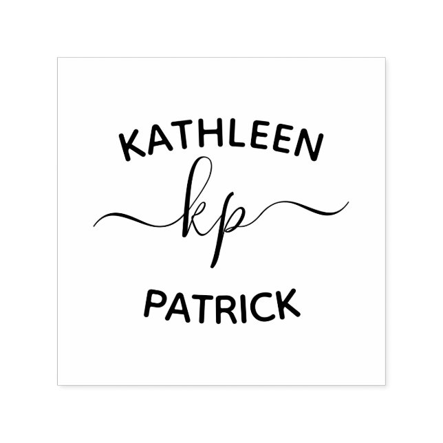 Elegante Paare Name Initials Wedding Permastempel (Design)