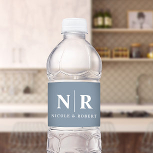 Elegante Paare Wedding Monogram Personalisiert Wasserflaschenetikett