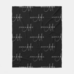 Elegante Paarnamen & Monogramm Fleecedecke