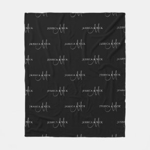 Elegante Paarnamen & Monogramm Fleecedecke