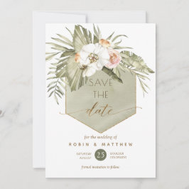 Elegante Palm Blätter Blumengrün Save The Date