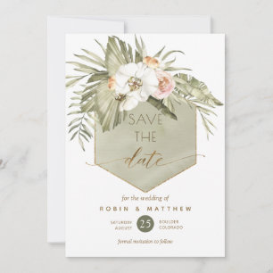 Elegante Palm Blätter Blumengrün Save The Date