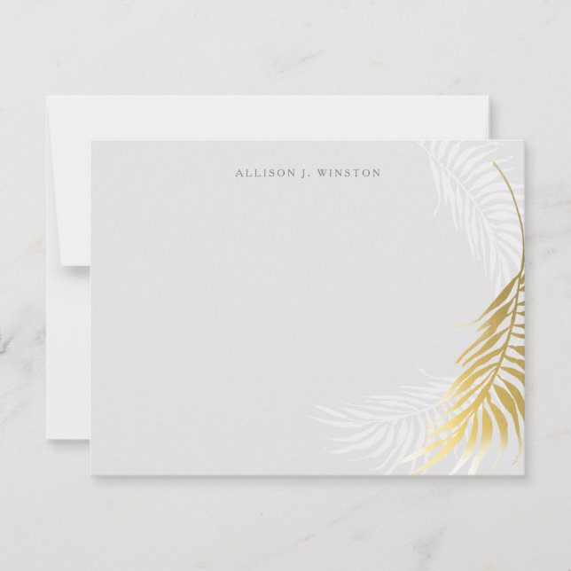 Elegante Palm Blätter Personalisiert Stationery Mitteilungskarte (Vorderseite)