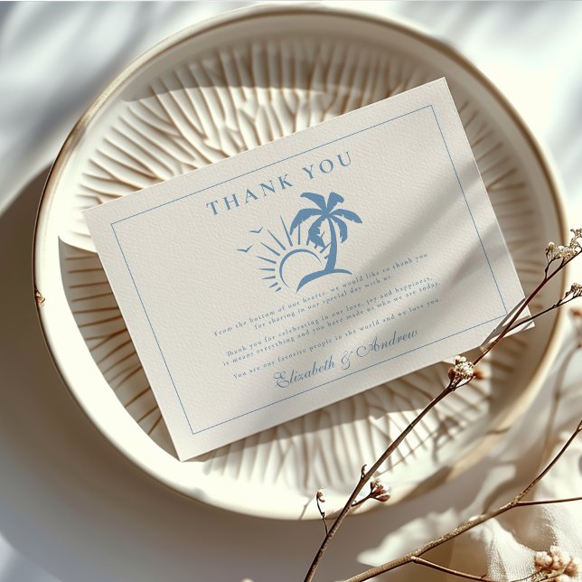 Elegante Palm Tree Hand Drawn Wedding Dankeskarte (Von Creator hochgeladen)
