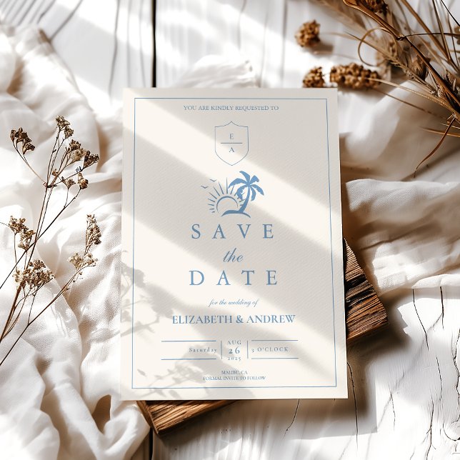 Elegante Palm Tree Hand Drawn Wedding Save The Date (Von Creator hochgeladen)