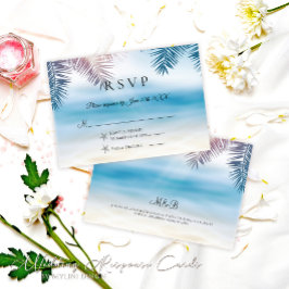 Elegante Palm Tree Tropical Beach Wedding RSVP Car