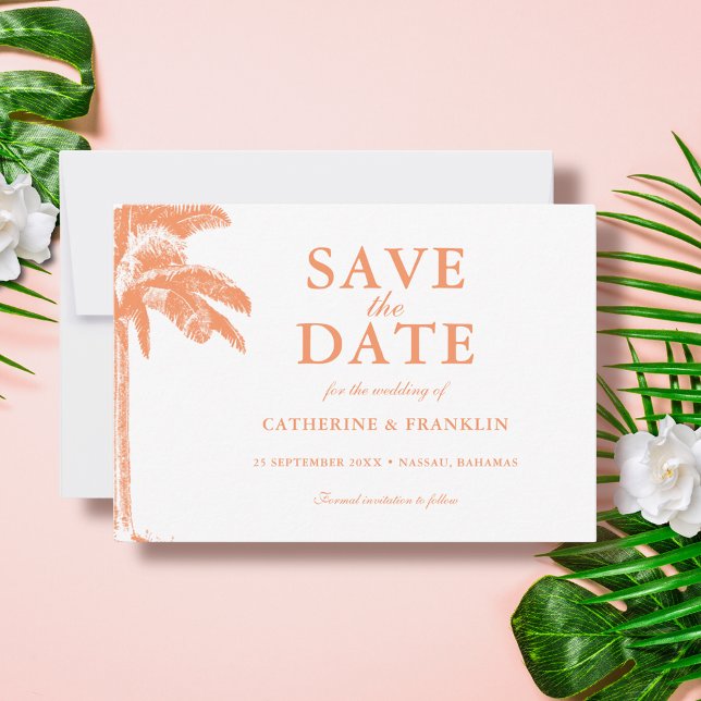 Elegante Palm Tree Tropical Wedding Save The Date (Von Creator hochgeladen)