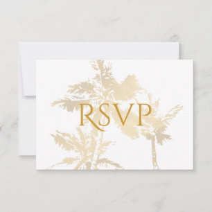Elegante Palm Trees Gold Classic Text Beach Hochze RSVP Karte