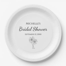 Elegante Palmen Bäume Modernes Brautparty Tropisch Pappteller