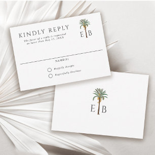 Elegante Palmen-Traumhochzeit RSVP Karte