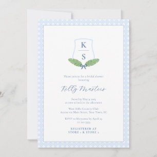 Elegante Palmwedel-Monogramm-Brautparty im Süden Einladung