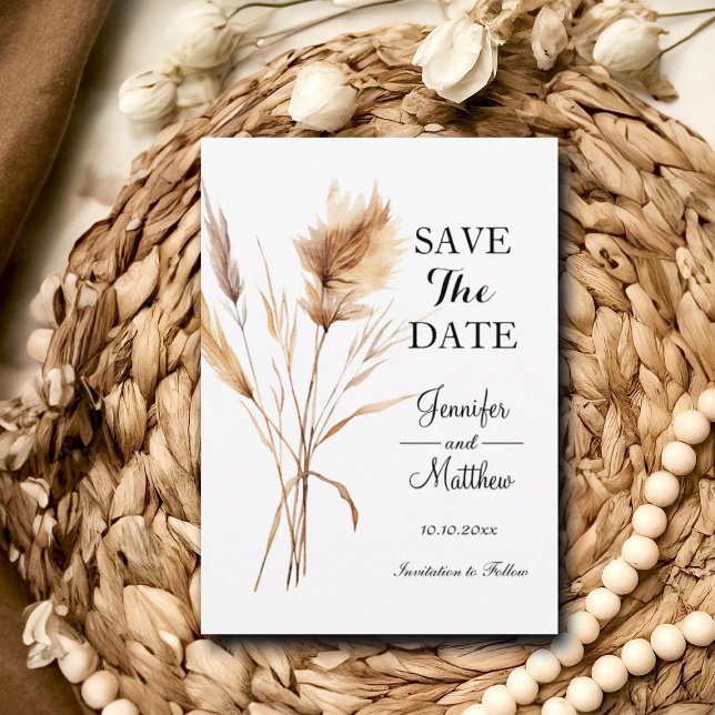 Elegante Pampas Grass 12x18" Save The Date (Von Creator hochgeladen)
