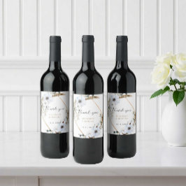 Elegante Pampas Grass and White Anemone Hochzeit Weinetikett