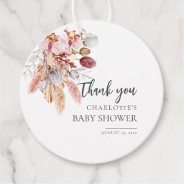 Elegante Pampas Grass Terracotta Kinderdusche Geschenkanhänger