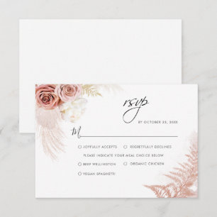 Elegante Pampas Grass Terracotta Wedding RSVP Karte